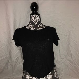 Ribbed Black Short Sleeve Top